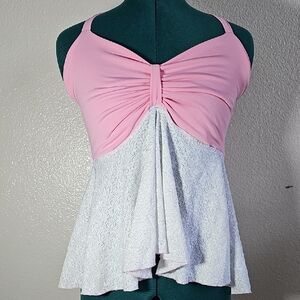 Chic Pink and White Camisole Top
